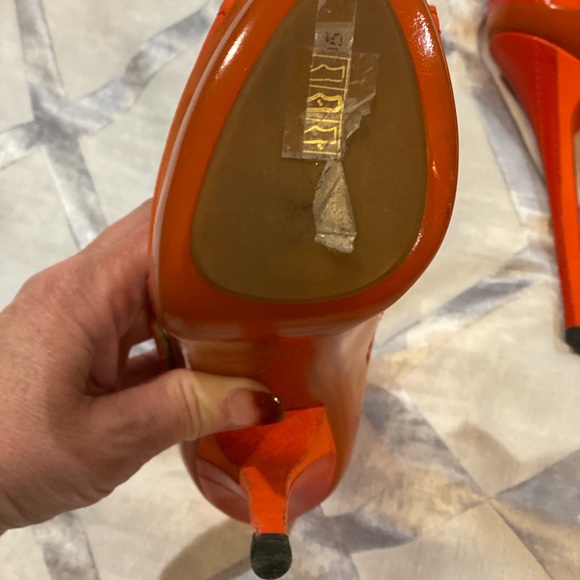 AUTHENTIC Jimmy Choo orange heels NWT. Purchased in London - Picture 2 of 10